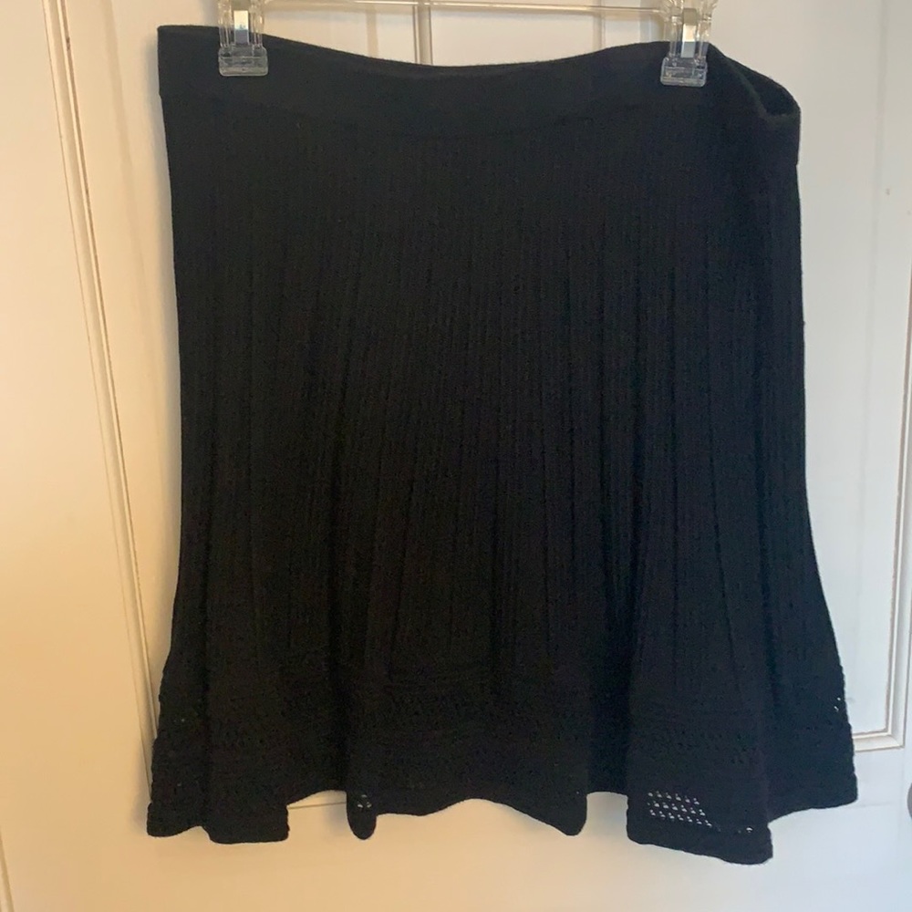 Black knit w/ crocheted bottom above knee skirt